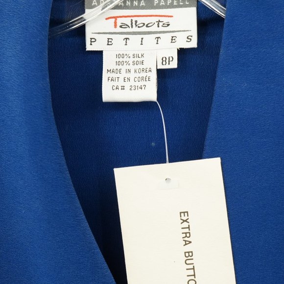New Adriana Papell Talbots Size 8 Petit Royal Blue Silk Pants Suit - Picture 5 of 7